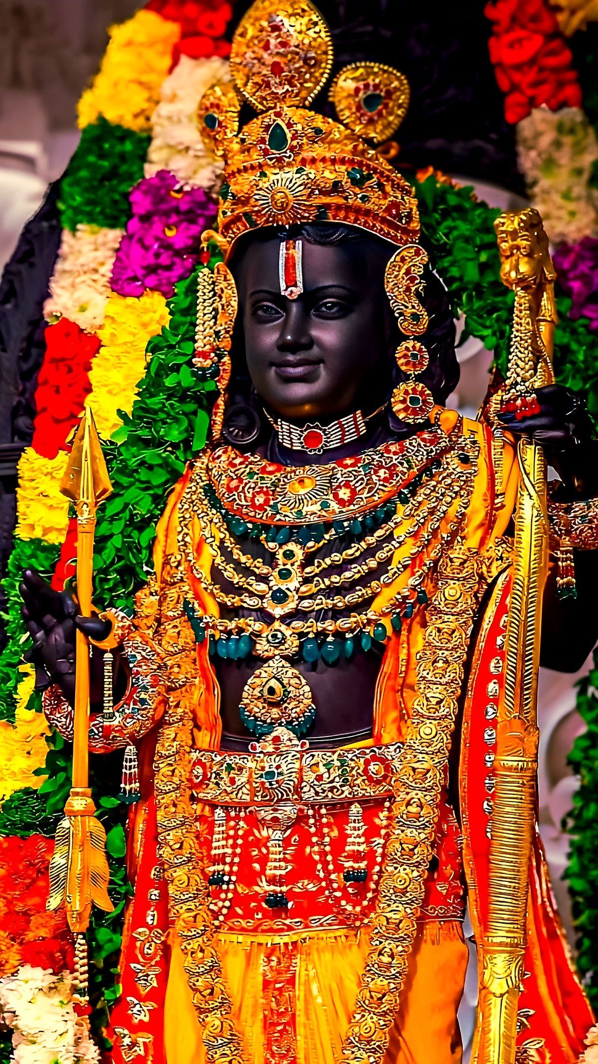 Lord Ram with bow and arrow statue