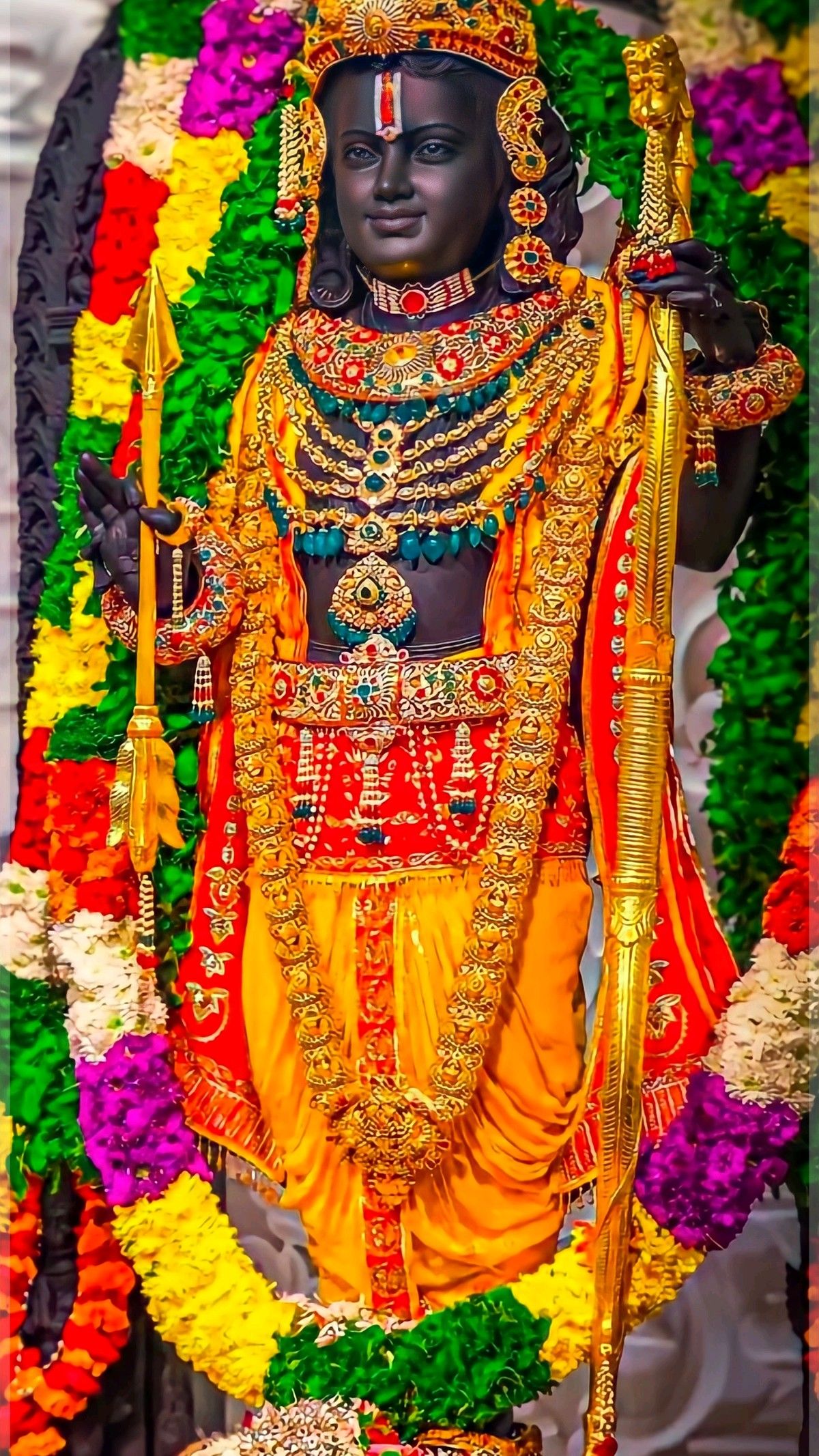 Lord Ram with bow and flowers