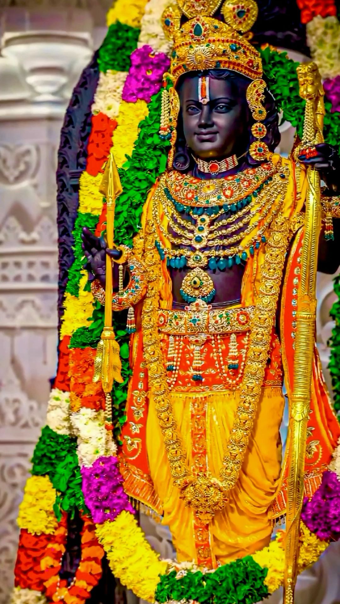 Lord Ram with bow and arrow statue