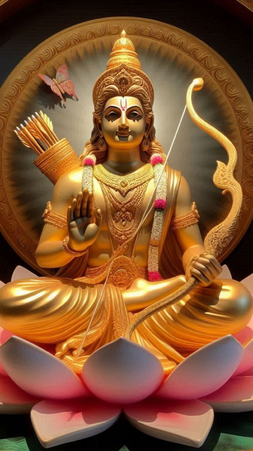 Lord Ram seated on lotus flower