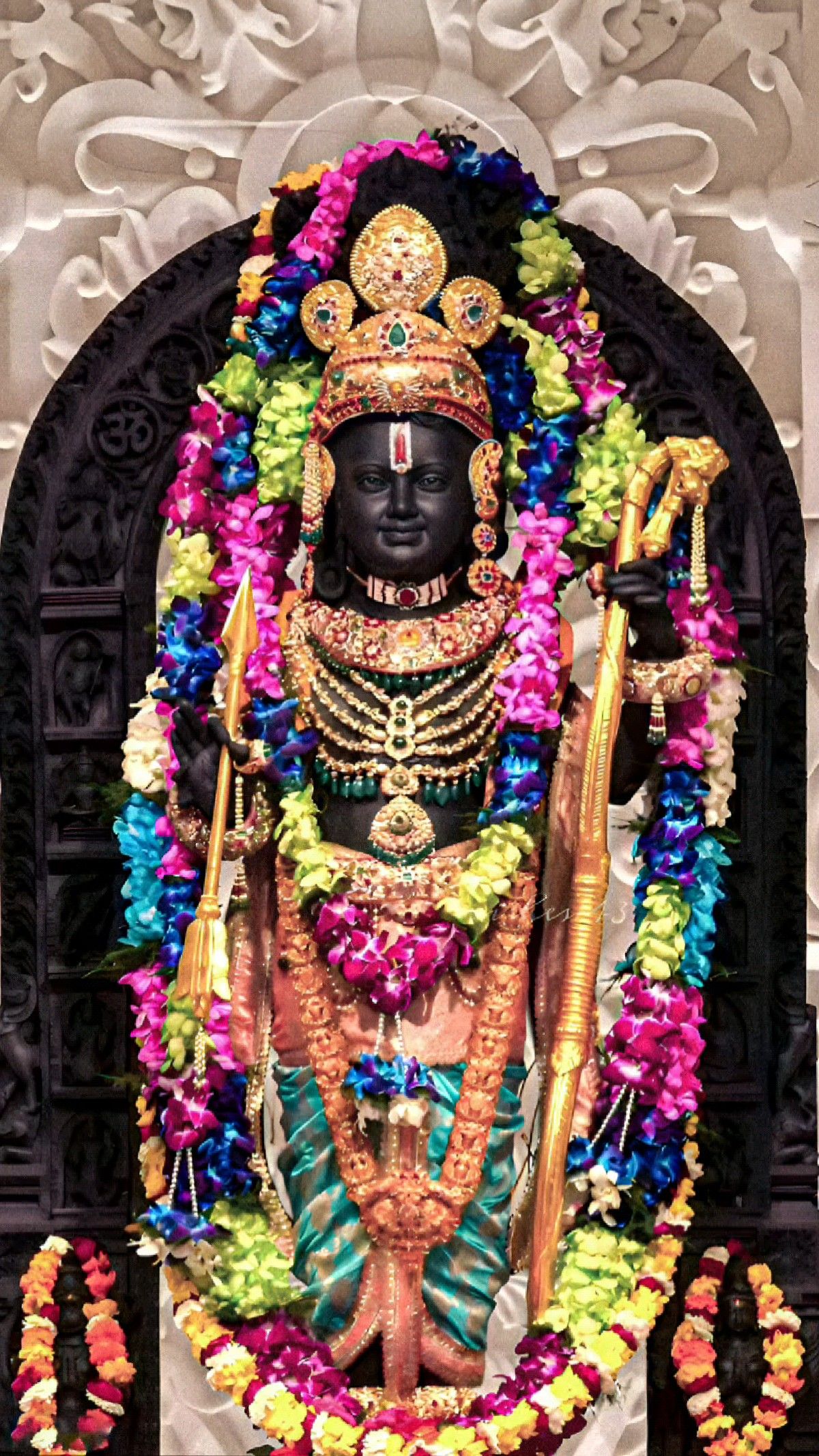 Lord Ram with bow and flower garland