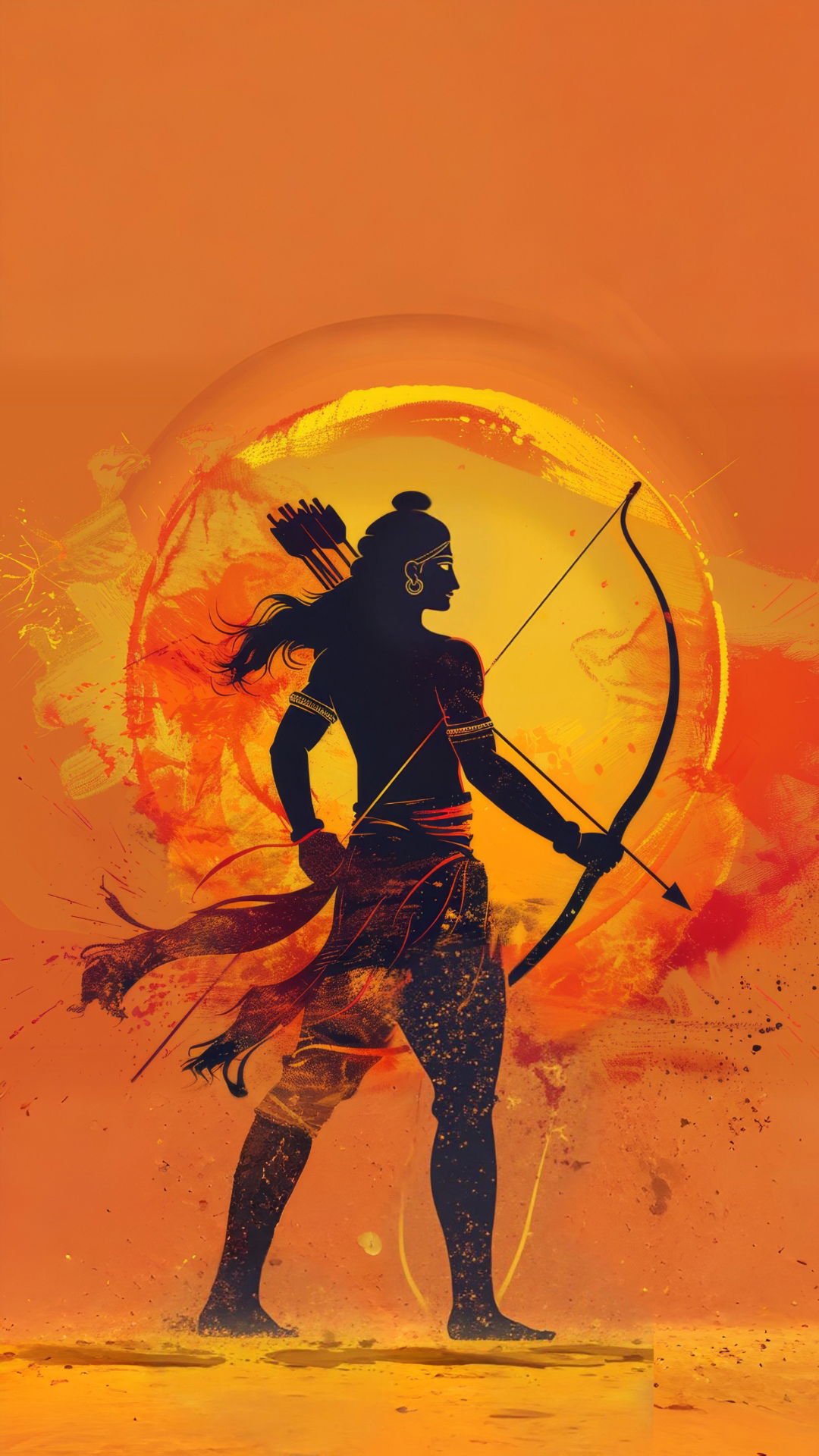 Lord Ram aiming bow silhouette wallpaper