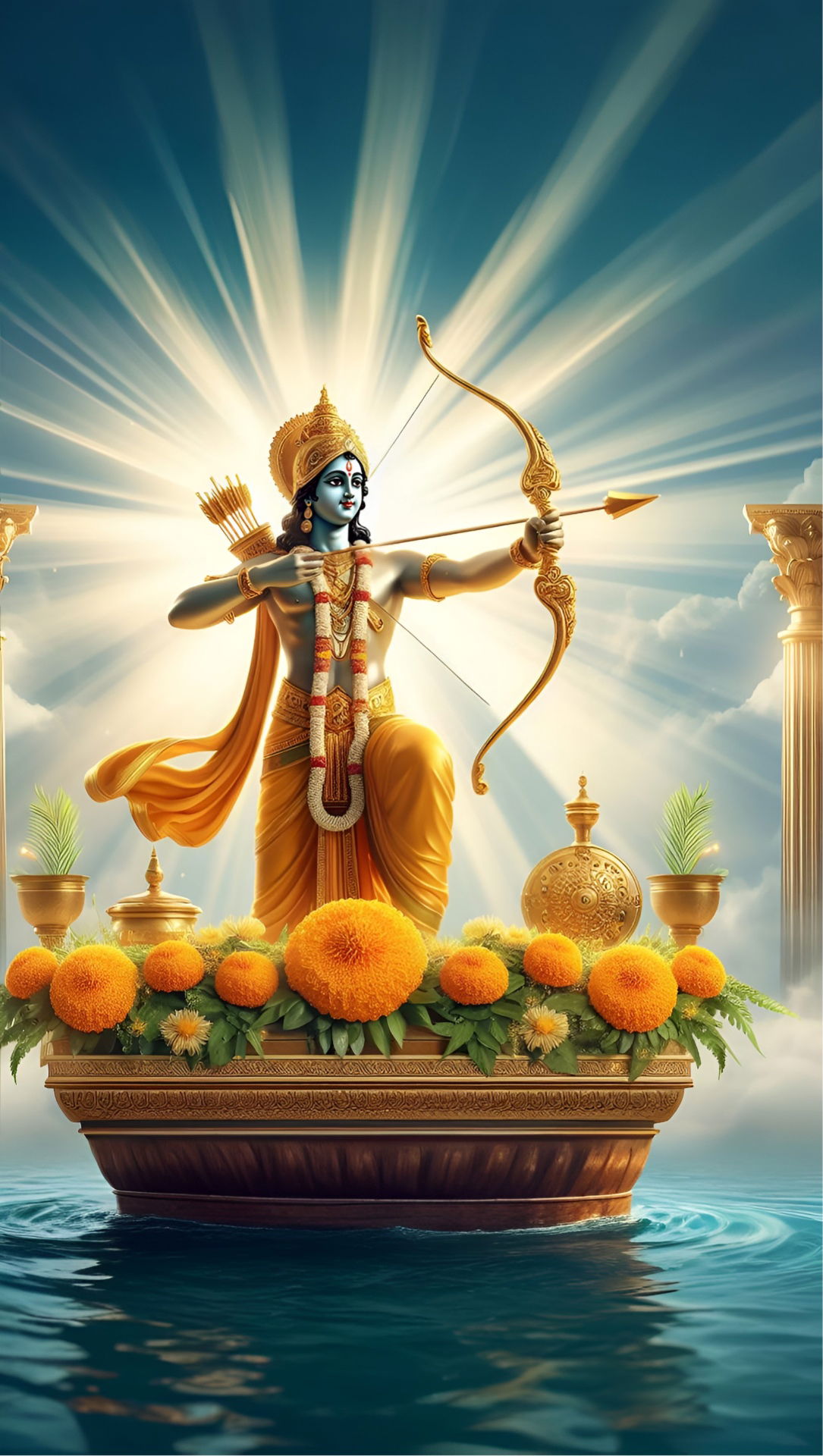 Lord Ram aiming with bow and arrow