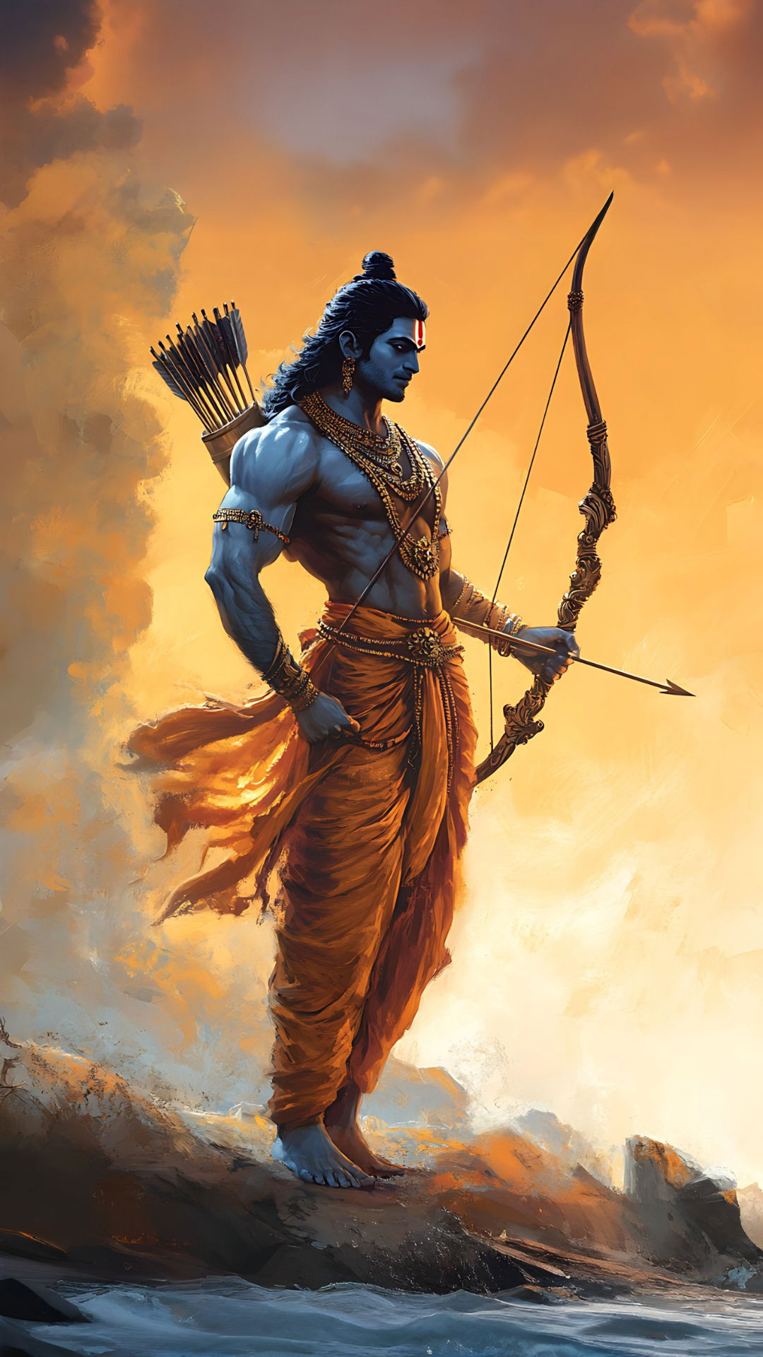 Lord Ram poised with bow and arrow