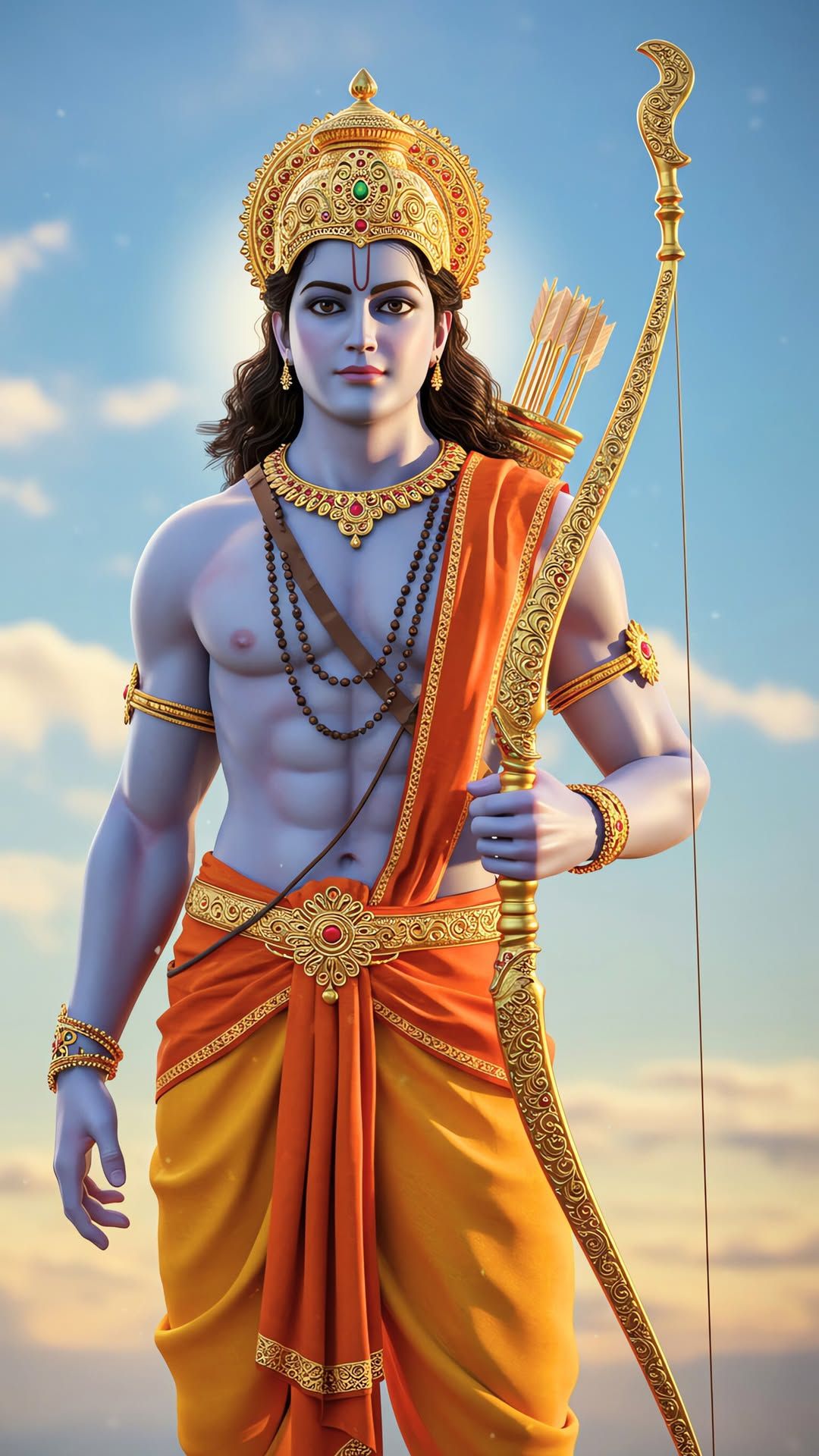 Lord Ram standing with bow and arrow