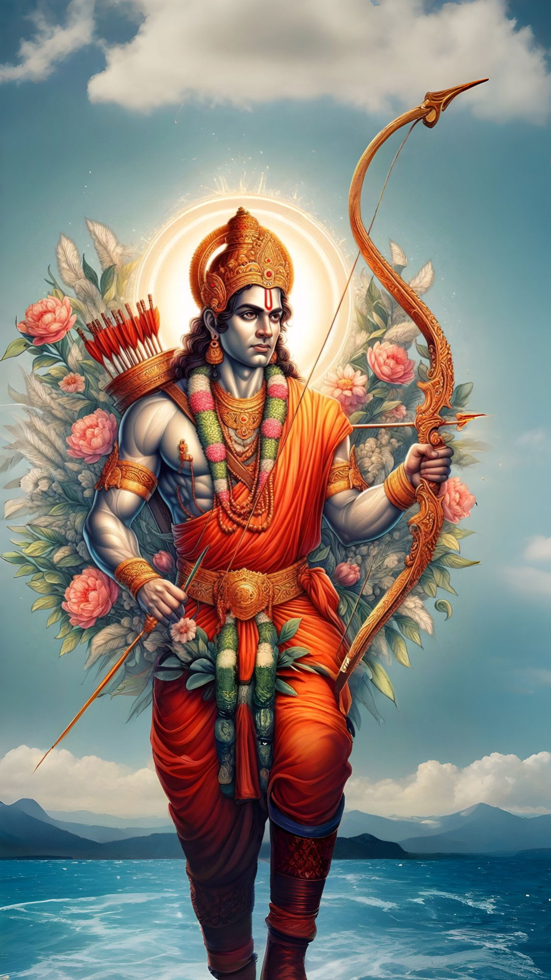 Lord Ram with bow and arrow portrait