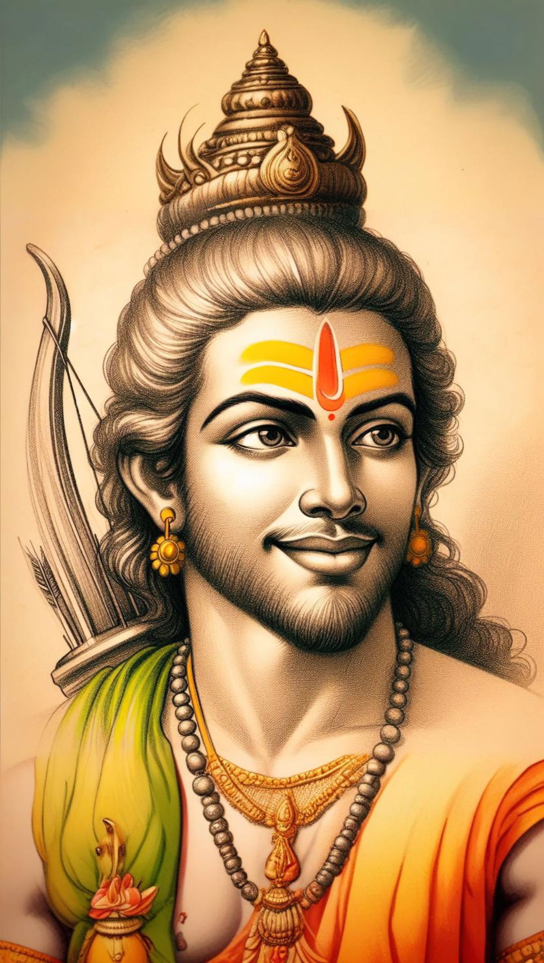 Lord Ram with bow and arrow portrait
