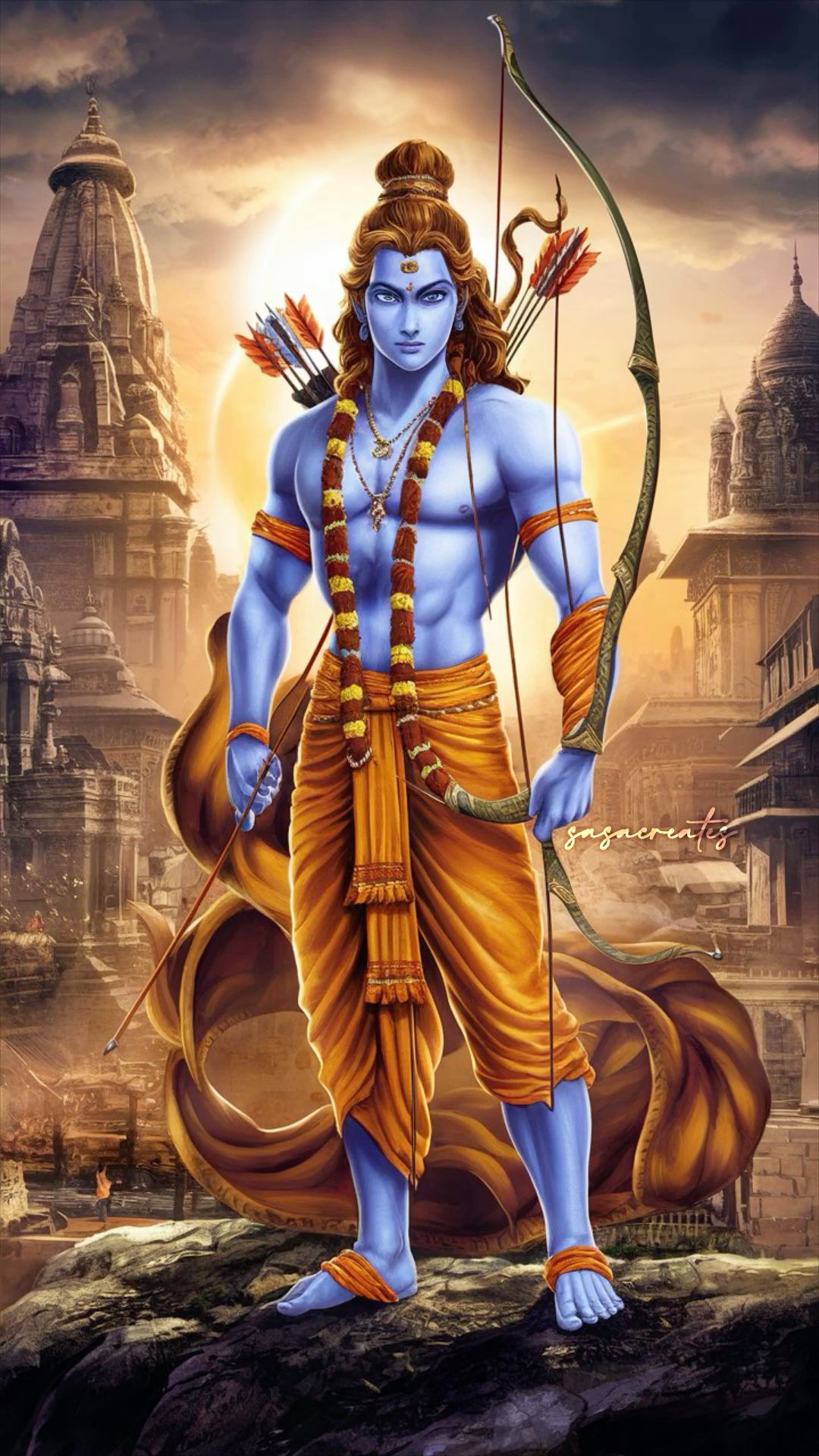 Lord Ram poised with bow and arrow