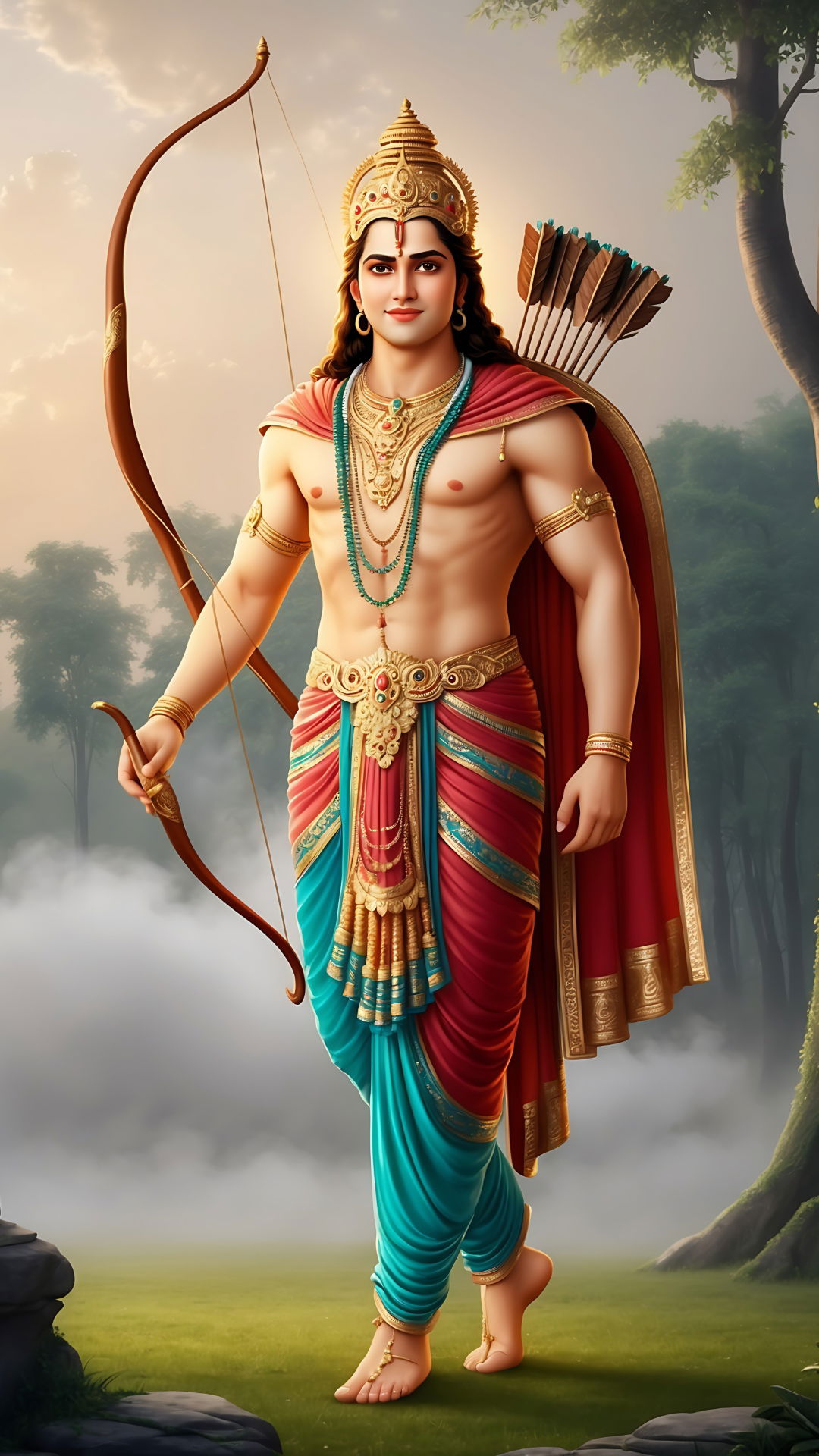 Lord Ram with bow and arrow
