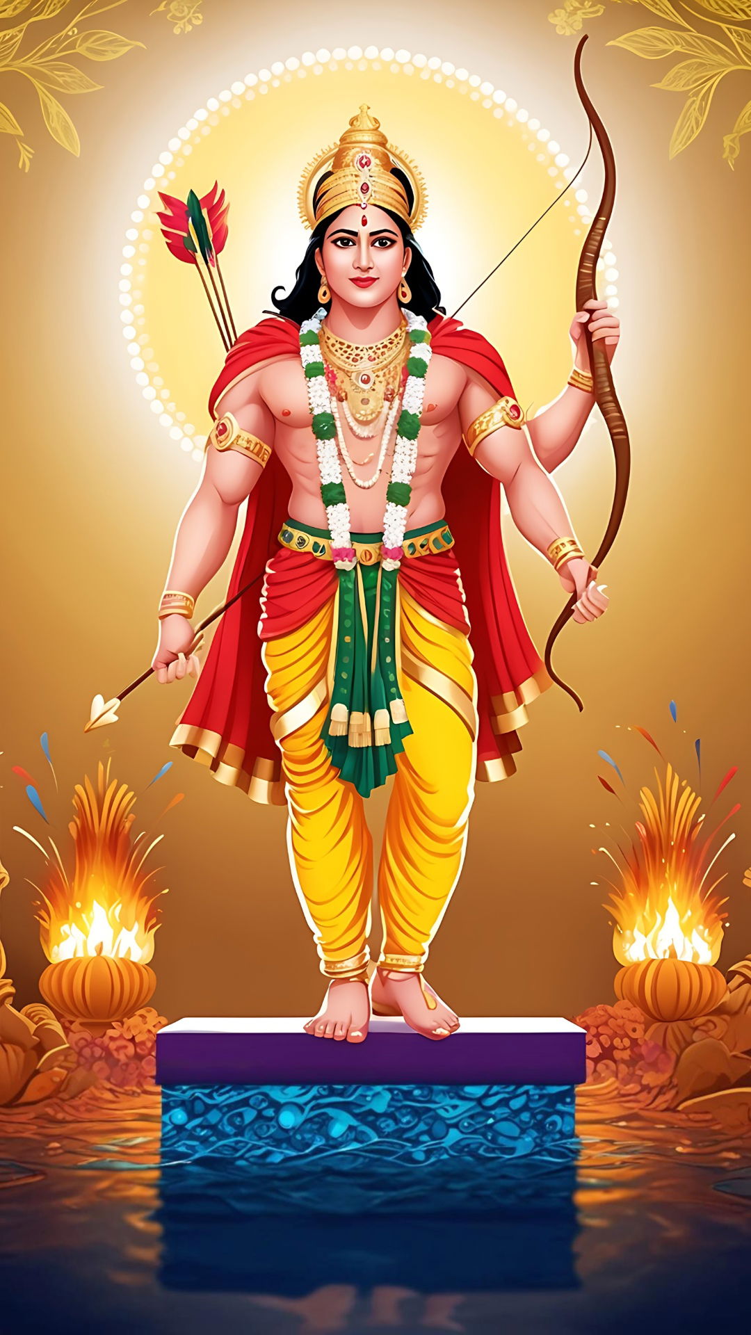 Lord Ram with bow, a divine portrait