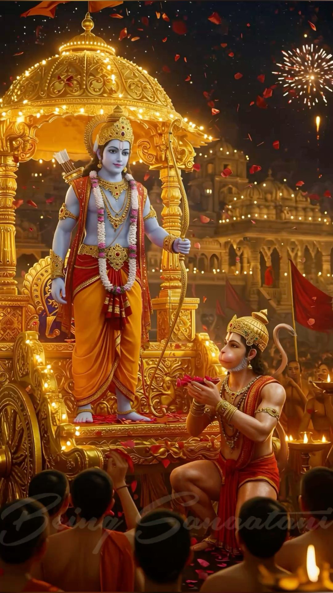 Lord Ram on a golden chariot