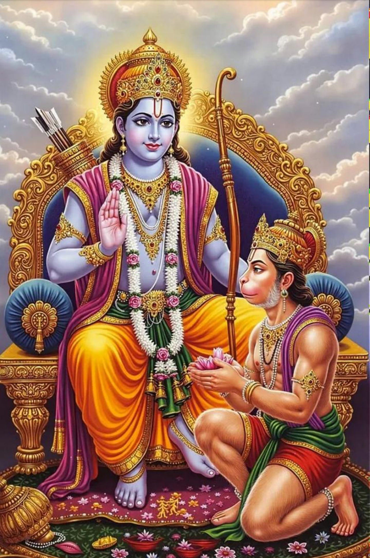 Lord Ram with Hanuman, divine darshan.