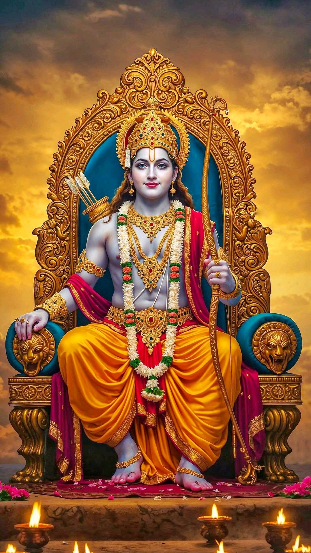 Lord Ram seated on golden throne