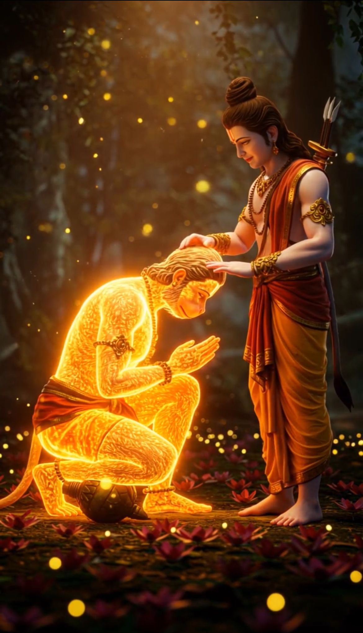 Lord Ram blesses devoted Hanuman.