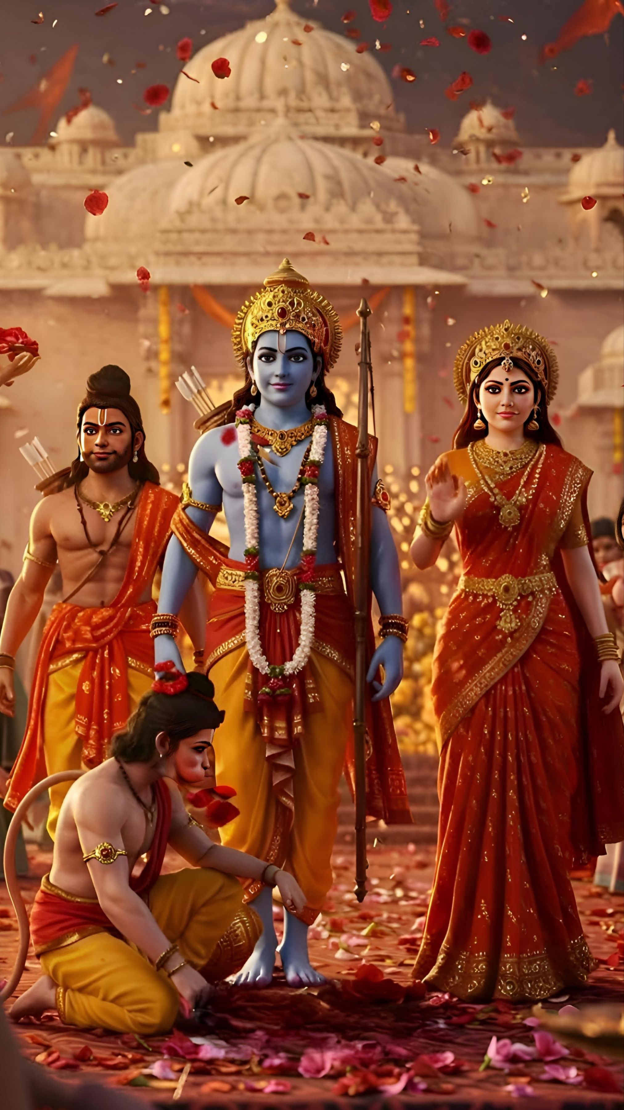 Lord Ram with Sita, Lakshman, and Hanuman