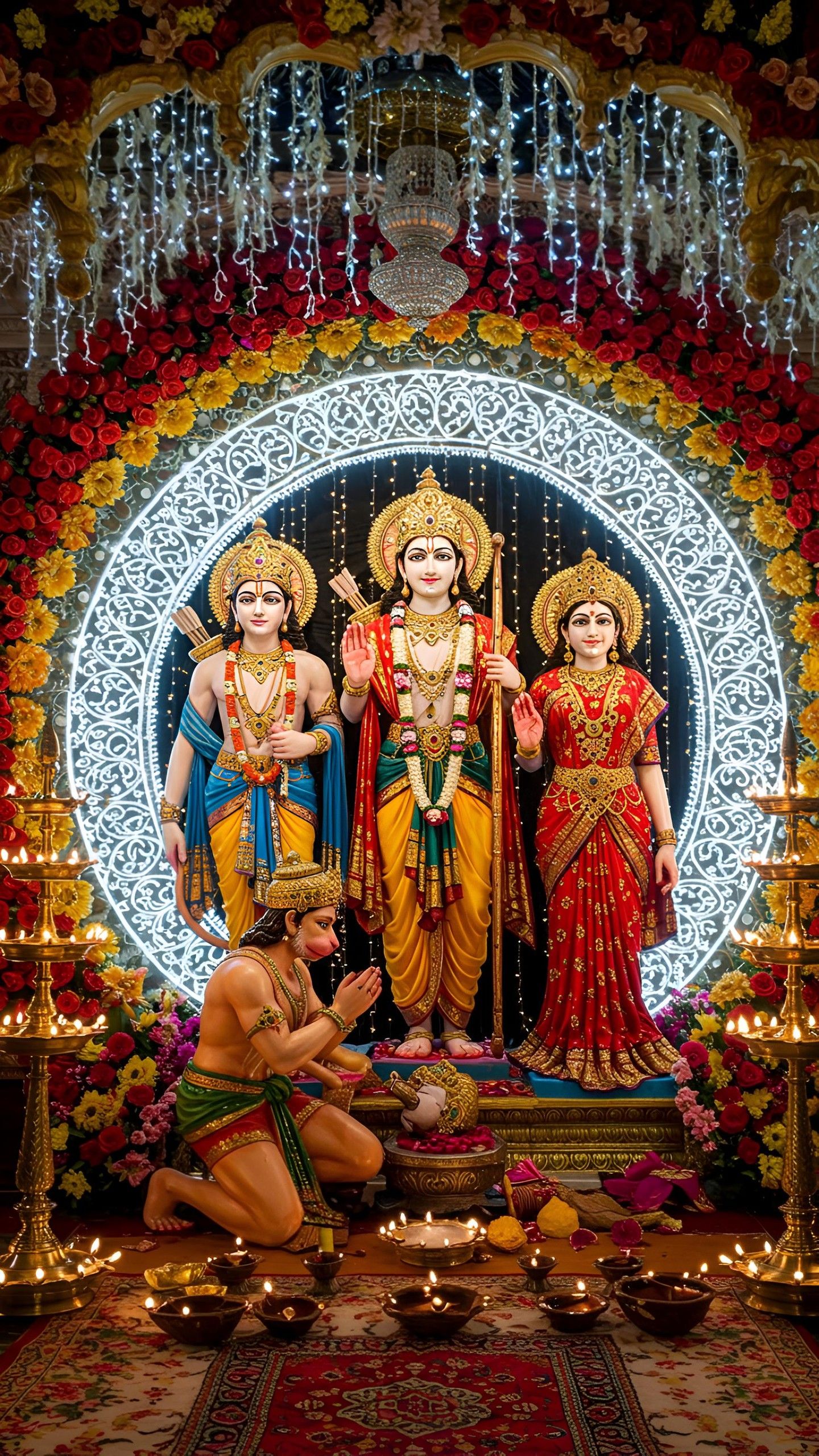 Ram Darbar with Hanuman in devotion