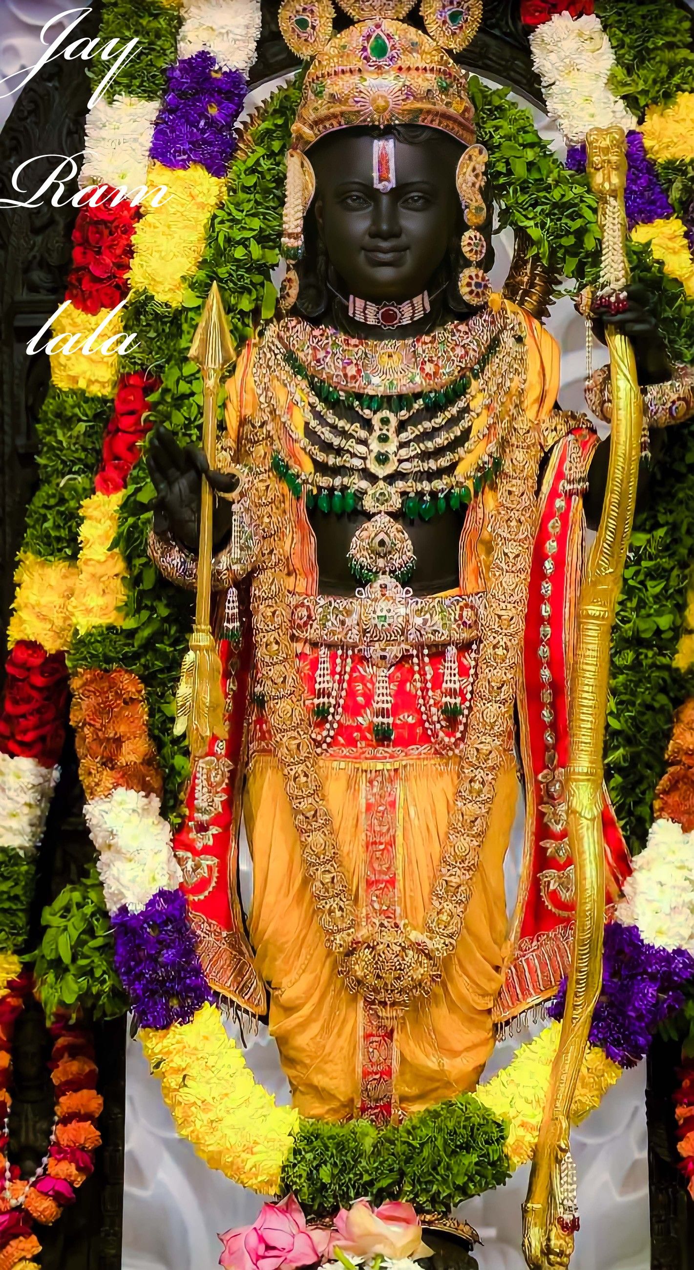 Lord Ram with bow and flowers