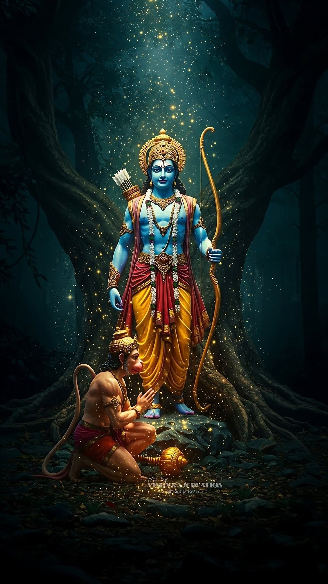 Lord Ram with Hanuman in forest