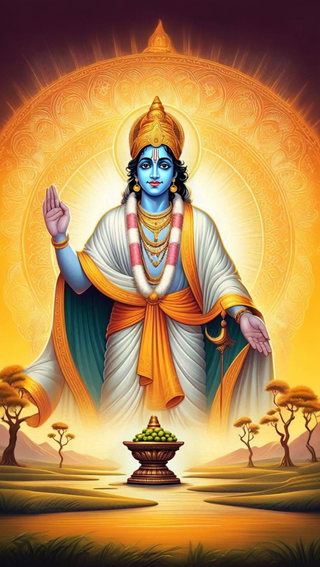 Lord Ram radiating golden light