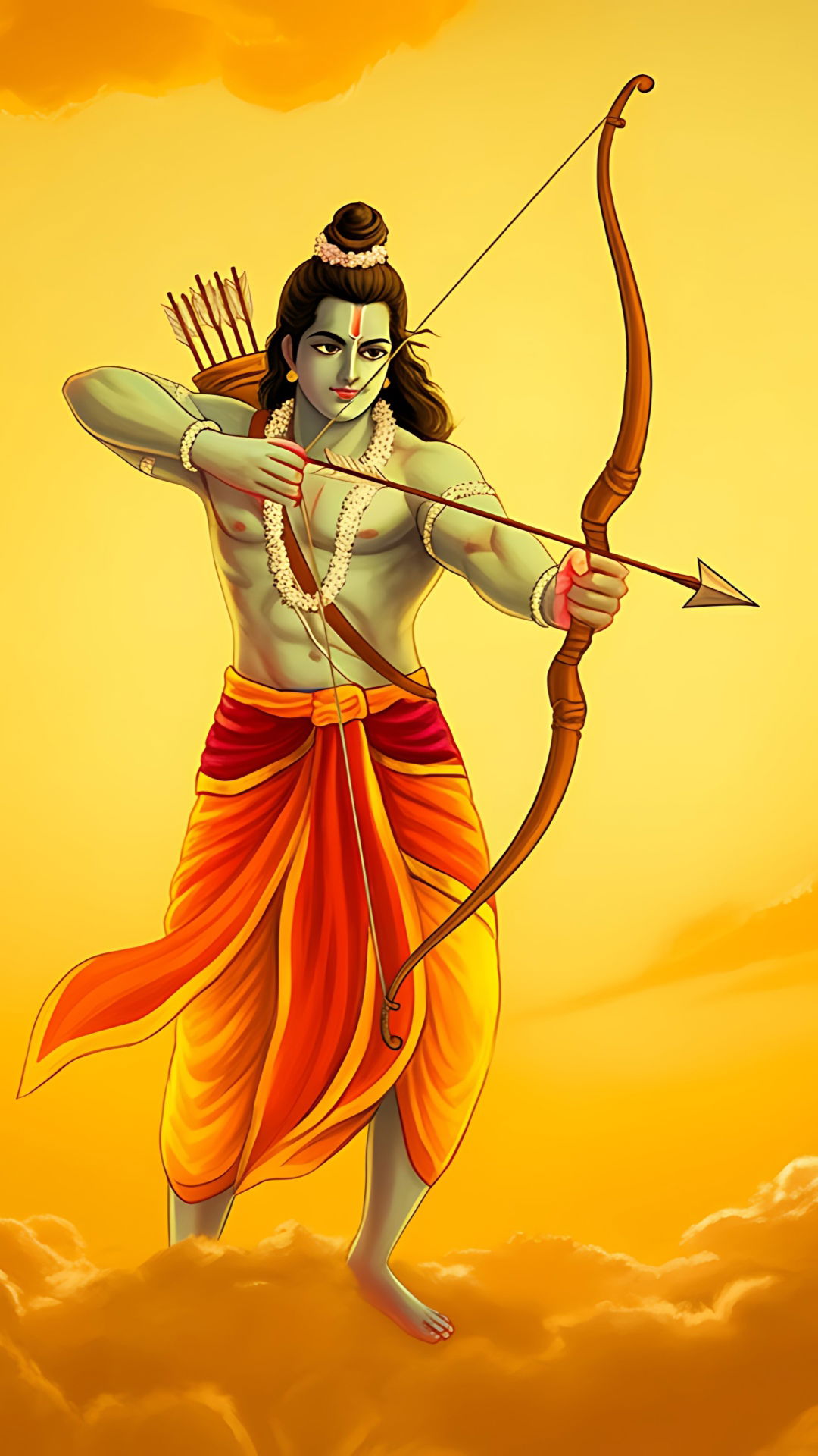 Lord Ram aiming with bow and arrow