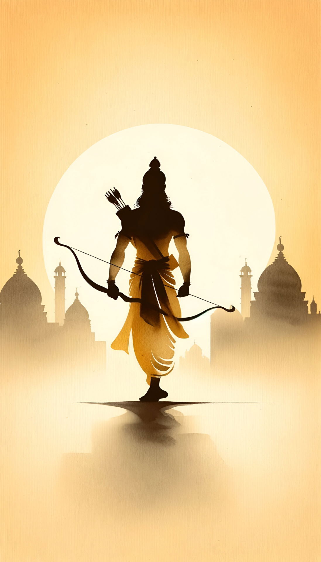 Lord Ram with bow, silhouette art