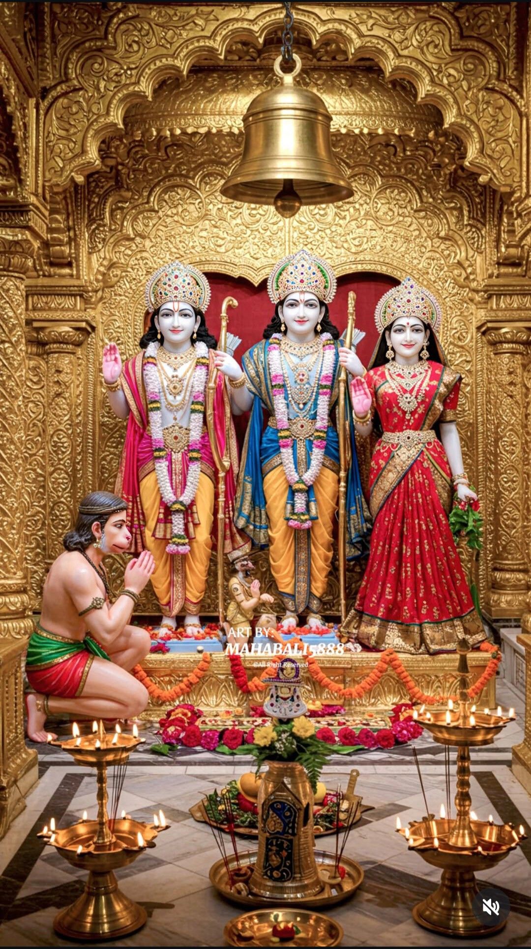 Lord Ram with Sita, Lakshman, and Hanuman