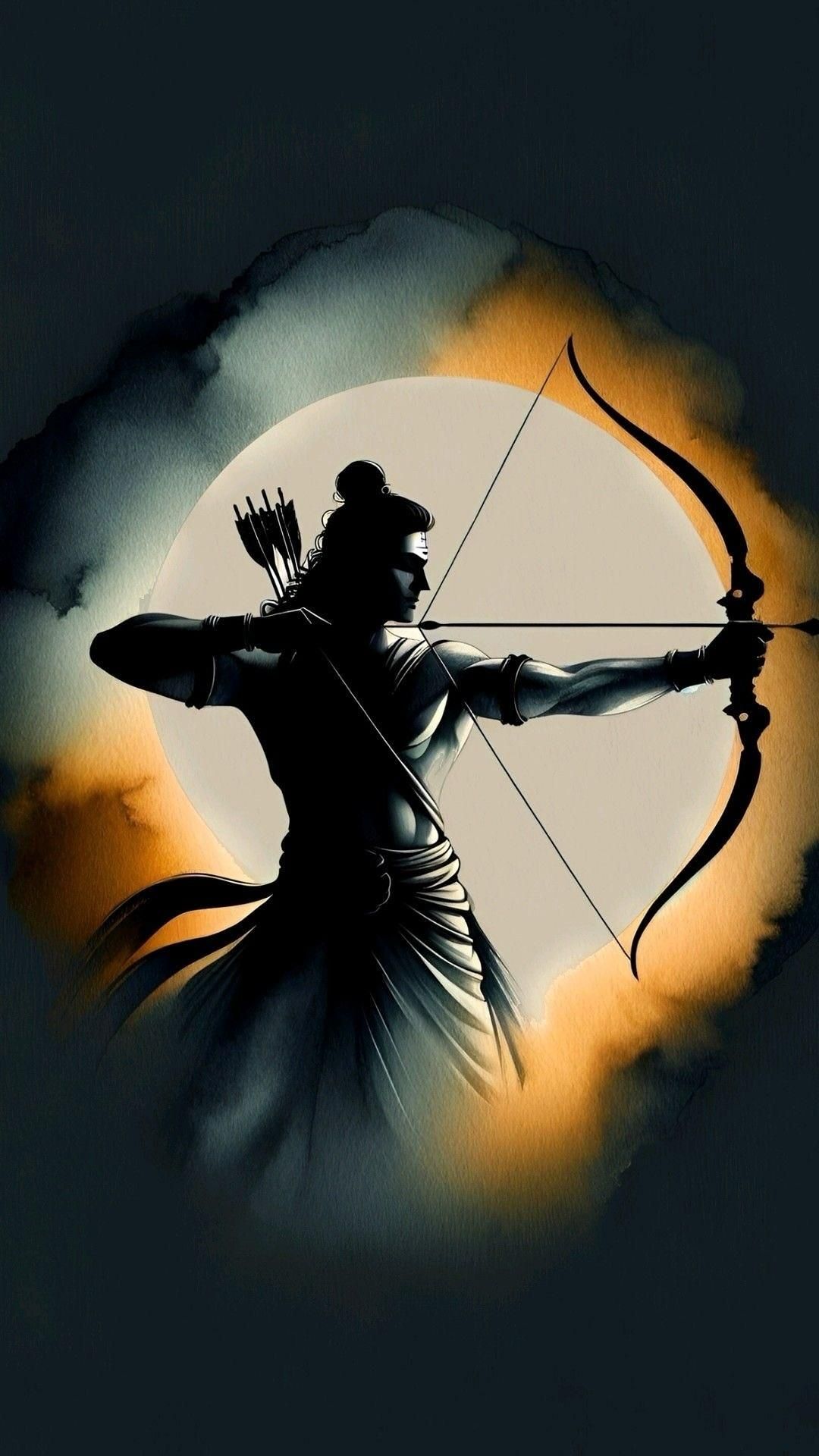 Lord Ram aiming with bow and arrow