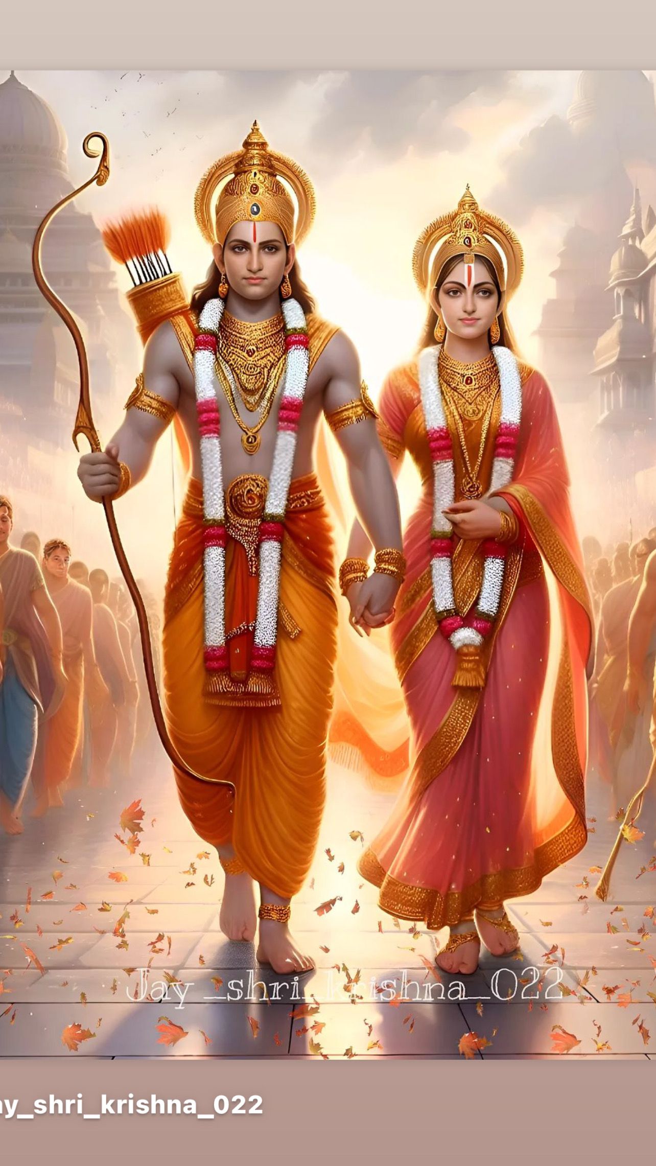 Ram and Sita holding hands, blessed