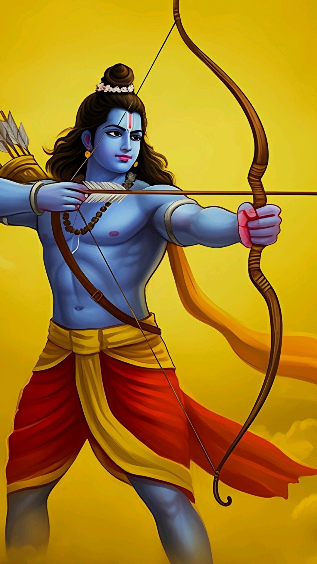 Lord Ram aims with bow and arrow