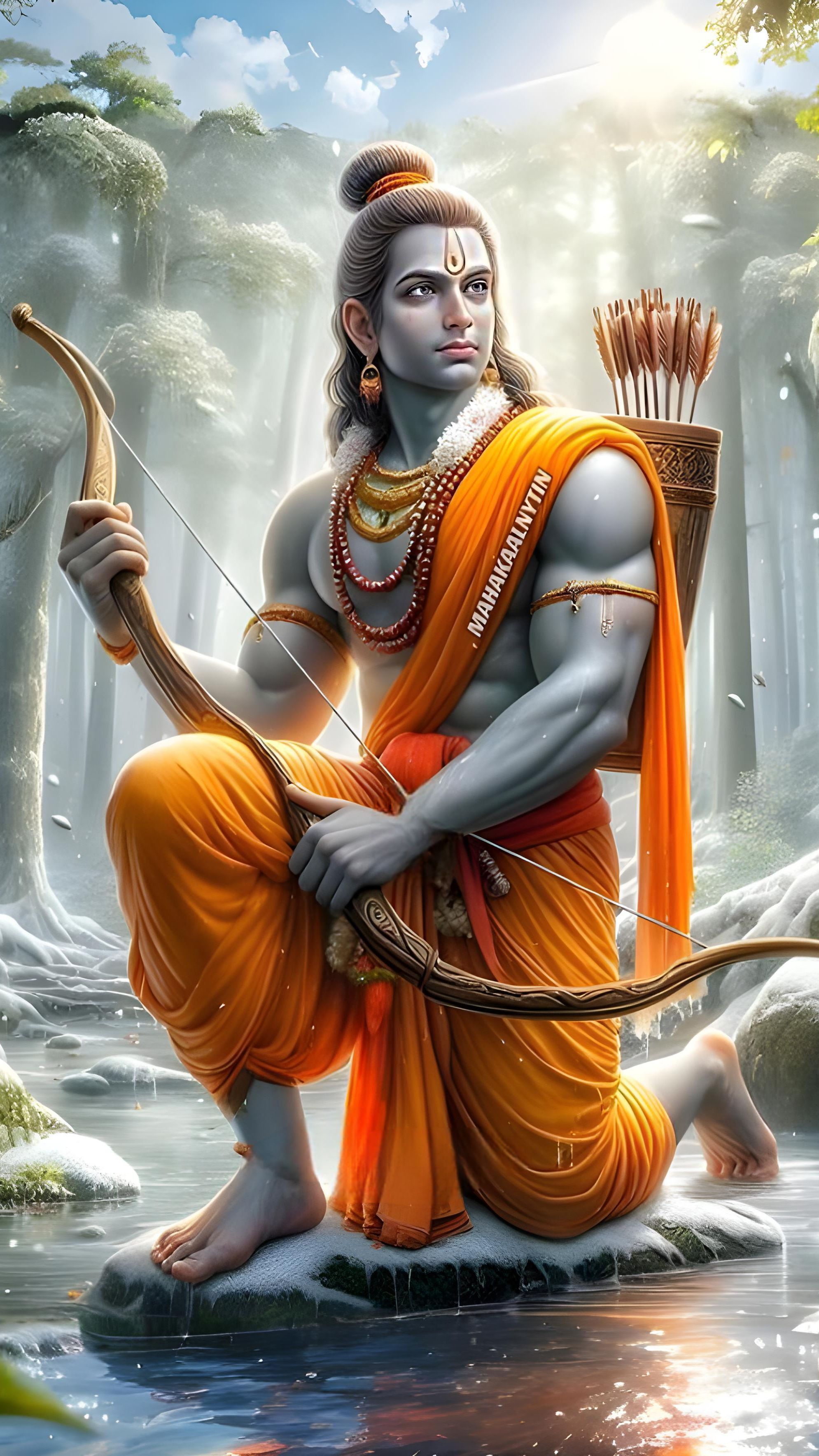 Lord Ram with bow and arrow portrait
