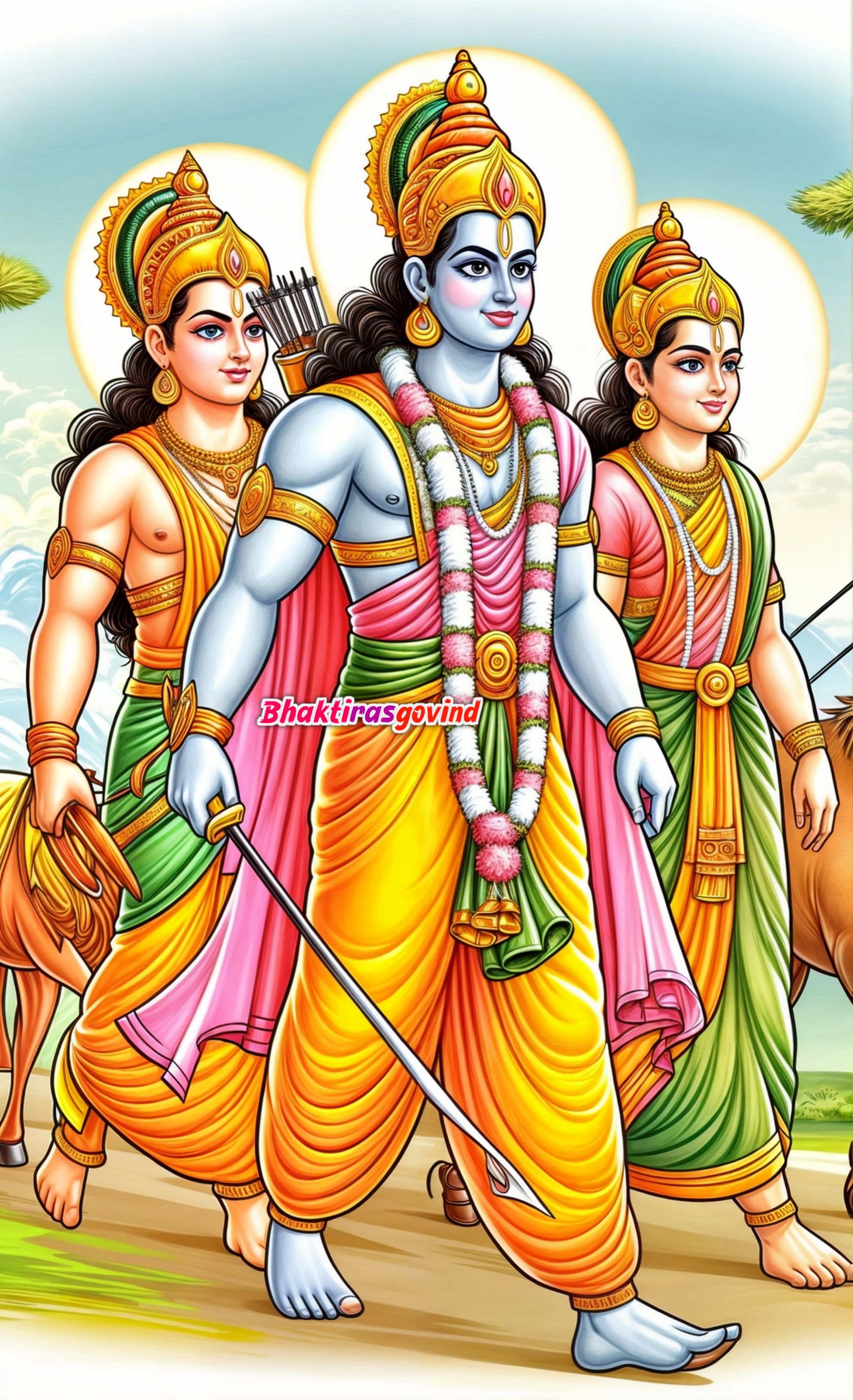 Lord Ram, Lakshman, and Sita together