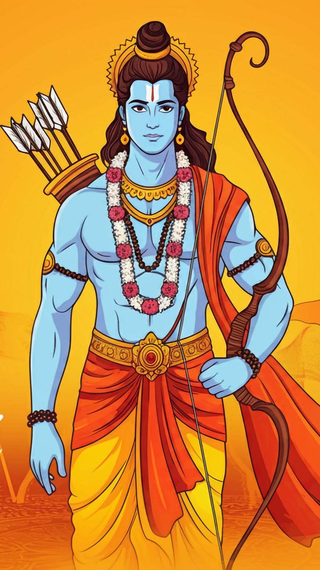 Lord Ram with bow and arrow.