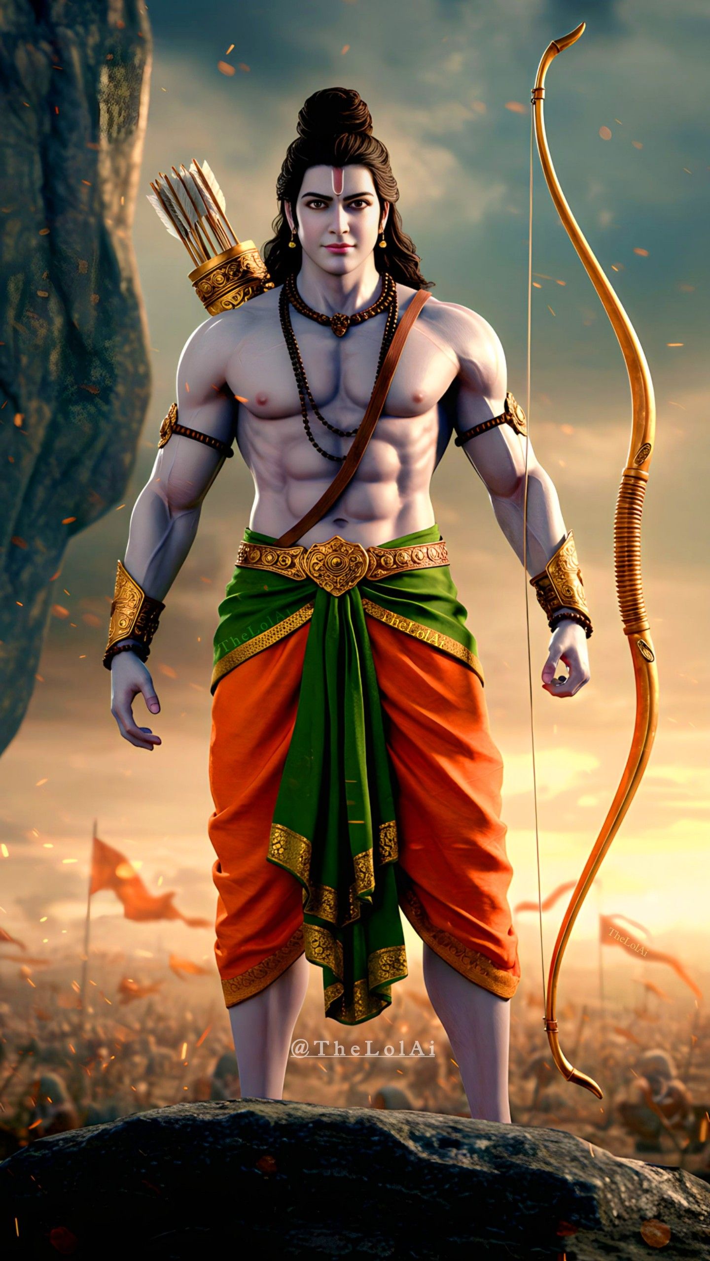 Lord Ram poised with bow and arrow