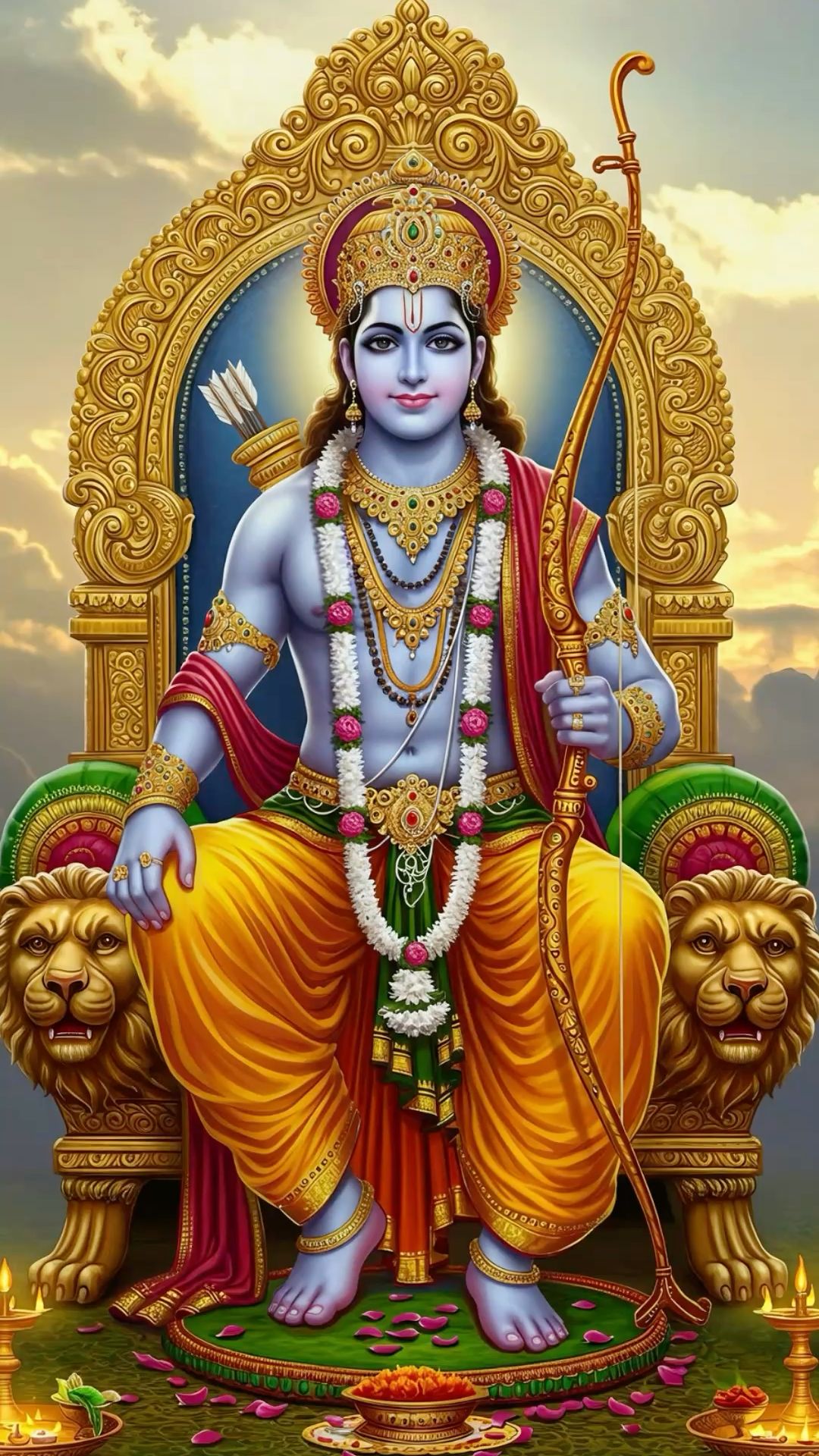Lord Ram seated on golden throne