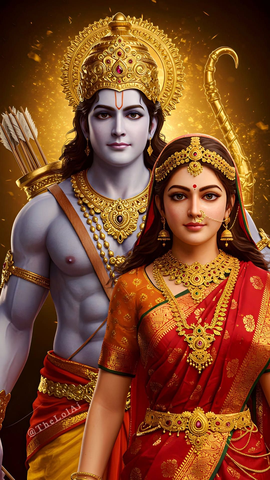 Lord Ram and Sita divine portrait