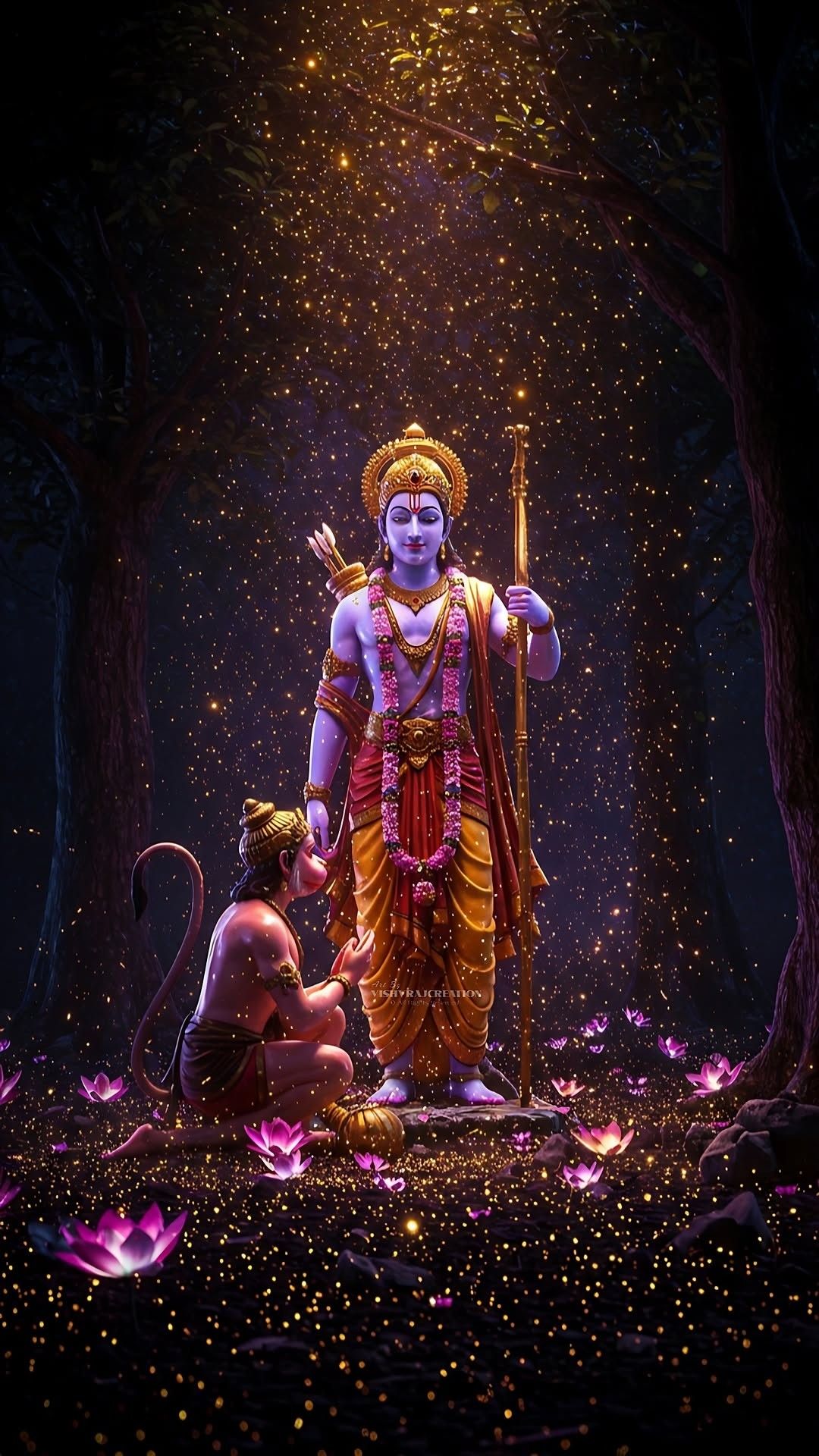 Lord Ram and Hanuman in a forest