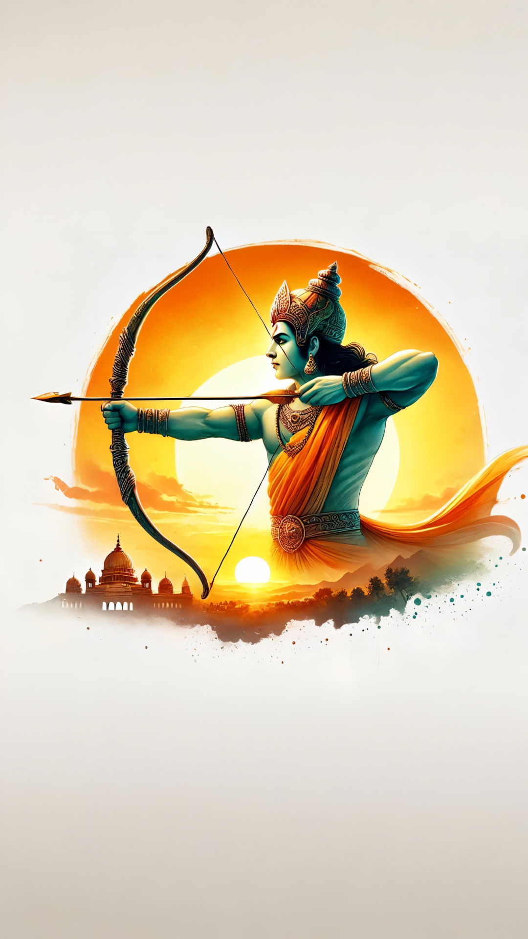 Ram aiming arrow sunset backdrop