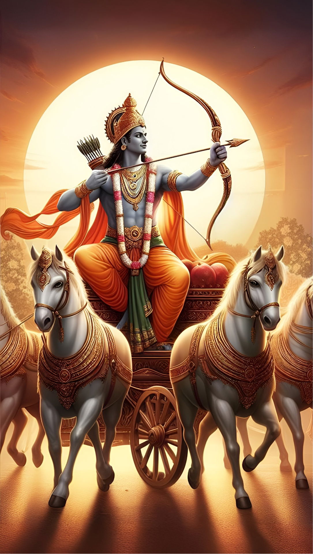 Lord Ram on a chariot, ready for battle