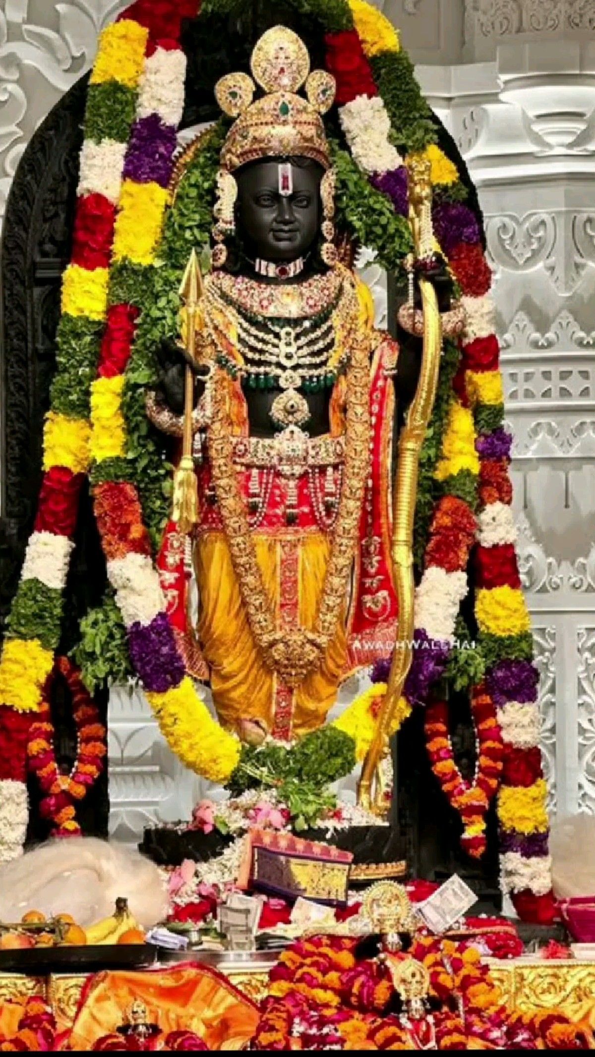 Lord Ram with bow and flowers