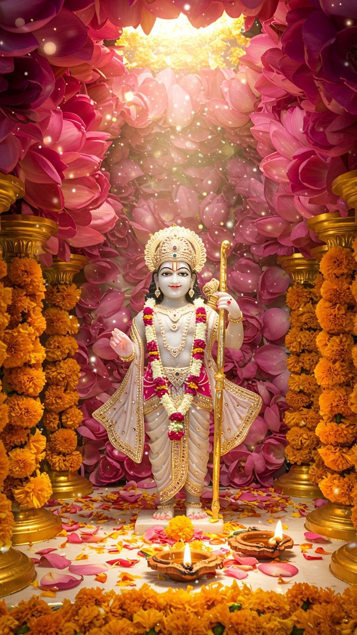 Lord Ram amidst lotus flowers