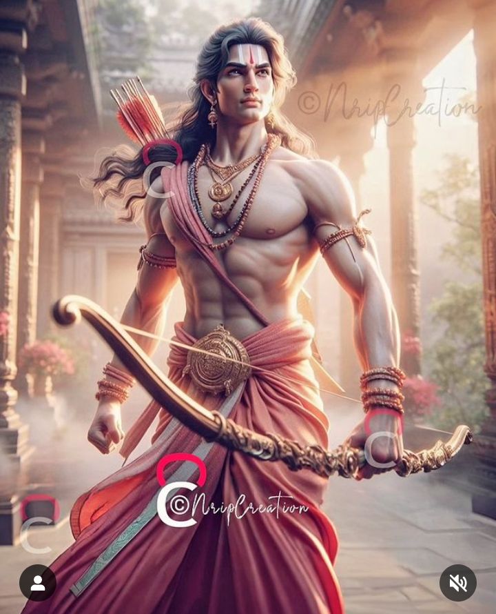 Lord Ram with bow, divine portrait