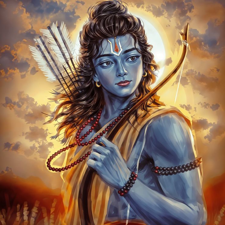 Lord Ram with bow and arrow portrait