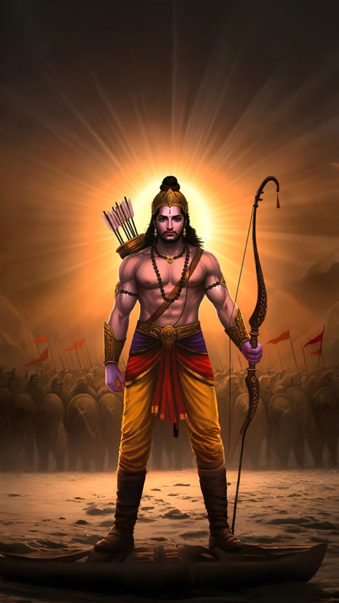 Lord Ram standing with bow and arrow