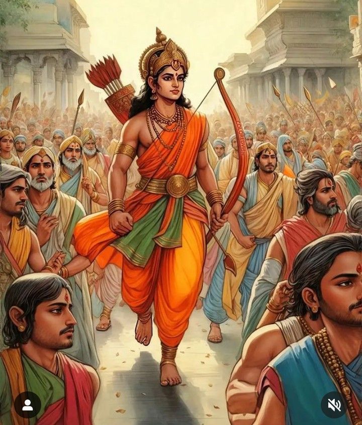 Lord Ram with bow and arrow.