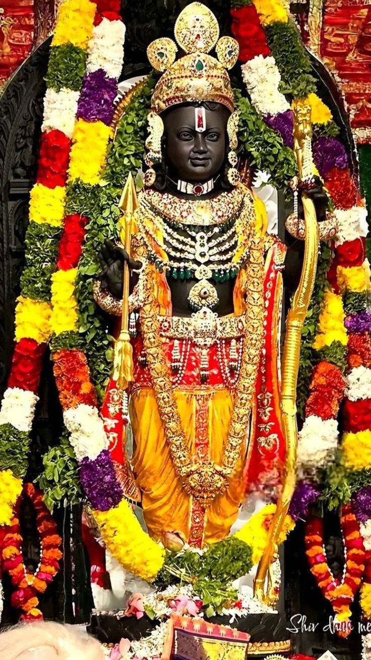 Lord Ram with bow and floral garland
