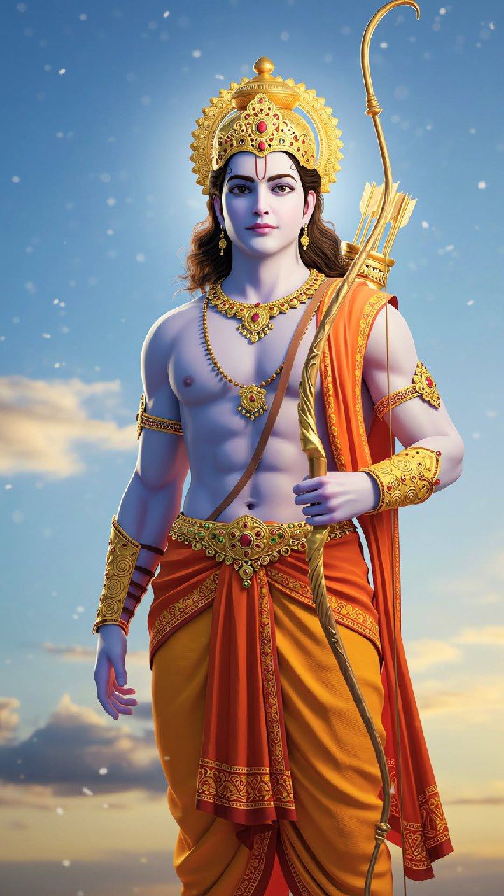 Lord Ram with bow and arrow portrait