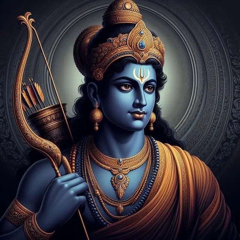 Lord Ram with bow and arrow portrait