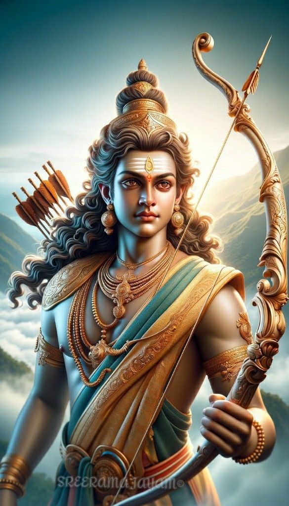 Lord Ram with bow, divine portrait