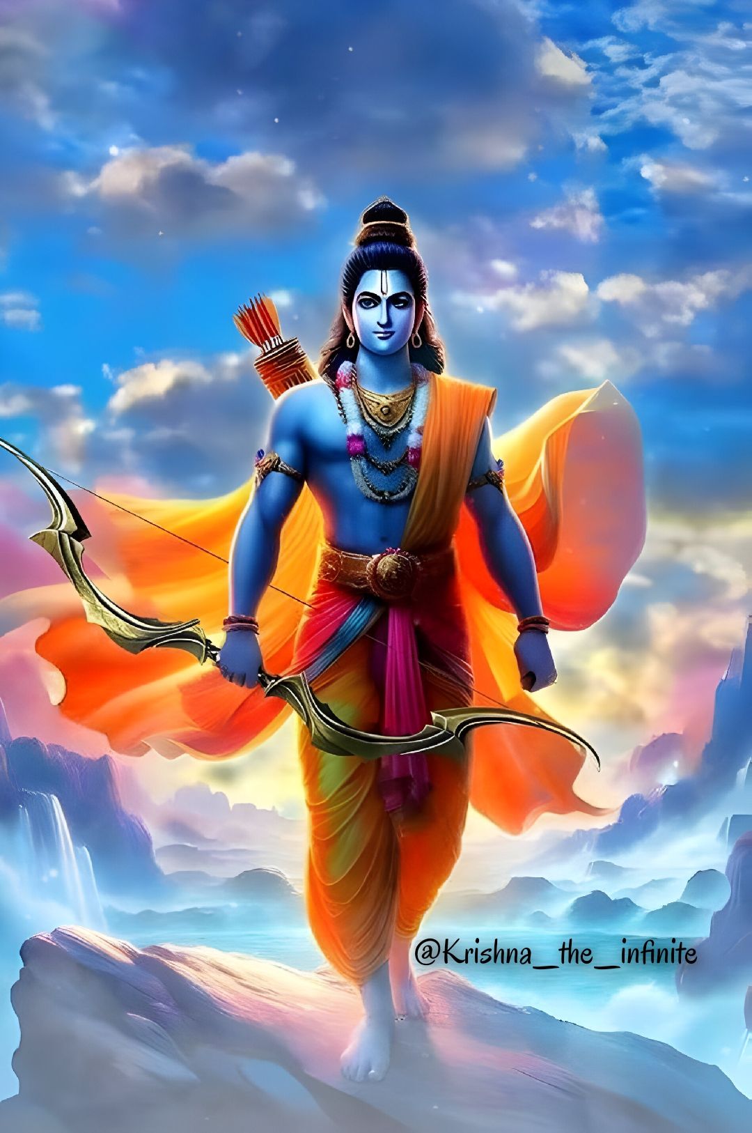 Lord Ram with bow and arrow.