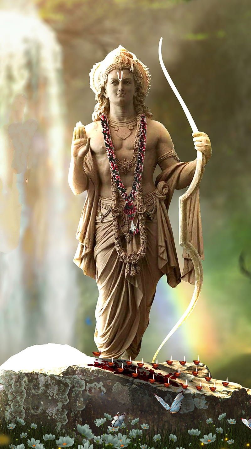 Lord Ram statue with bow and arrow